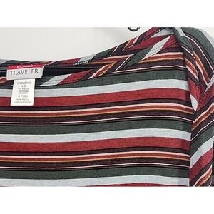 Vtg LL Bean Shirt L Multi Striped Cotton Boat Neck 3/4 Sleeve Coastal Preppy 90s